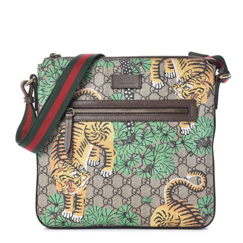 Gucci Flat Messenger Bengal GG Supreme Medium Beige/Ebony 